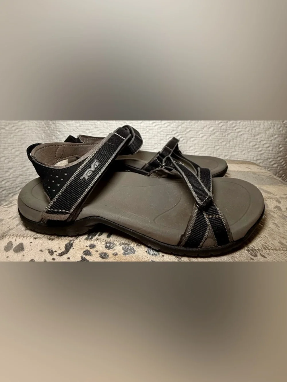 Teva Strappy Sport Sandals Black Trail Hiking Comfort US 7